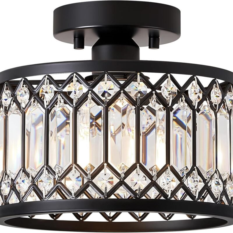 The Crystal Noir | Modern Semi-Flush Mount